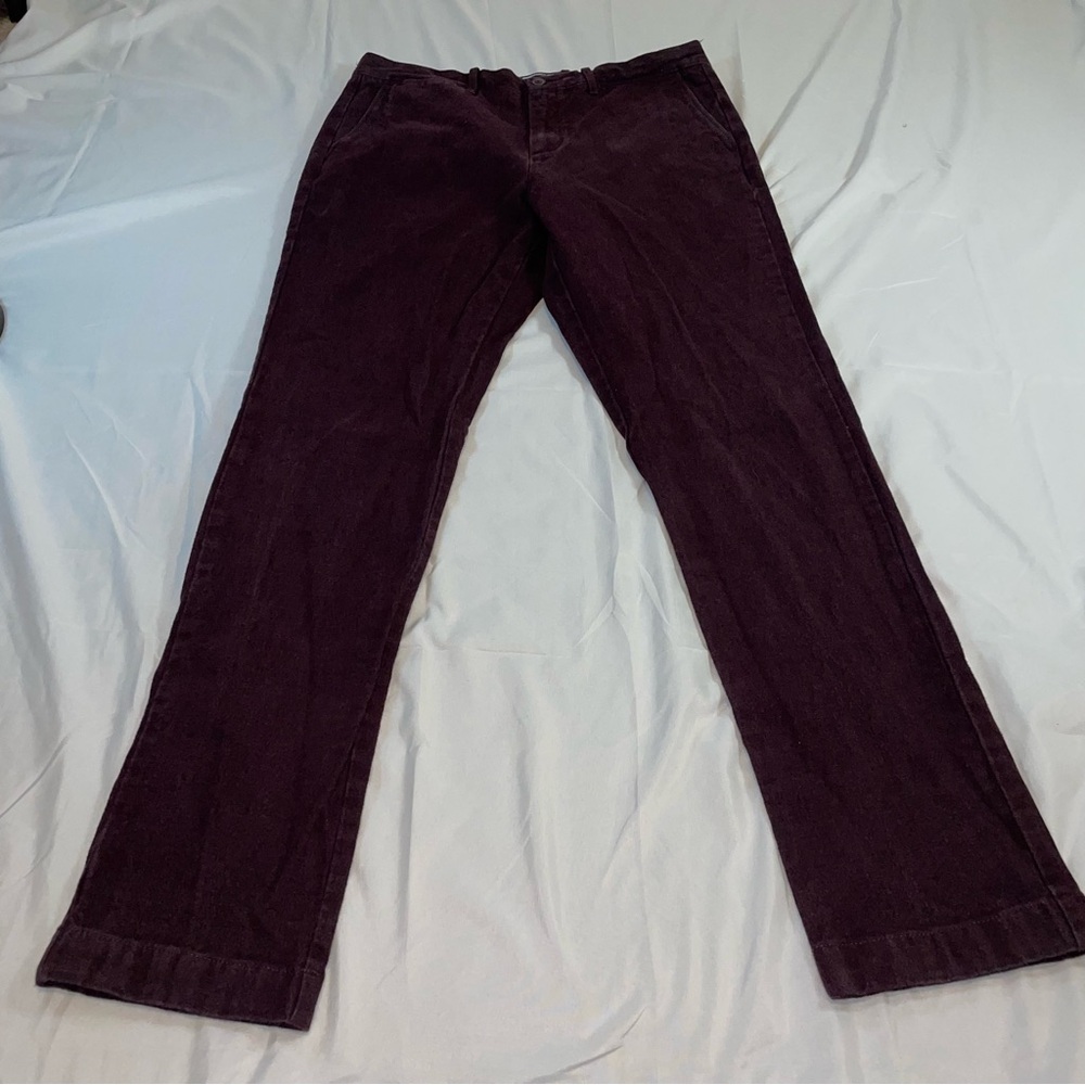 J.Crew 770 Straight Fit Stretch Pants Mens 34x34 Burgundy Plum Maroon Chino